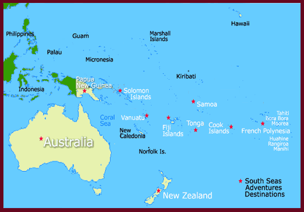 map of south pacific countries
